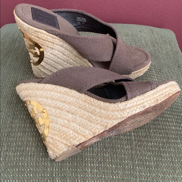 Tori Burch Kristin Brown Wedge Espadrille Sandals - Picture 6 of 8